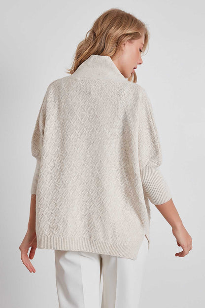 LOOSE KNITTED CARDIGAN WITH ASYMMETRIC ZIPPER