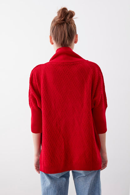 LOOSE KNITTED CARDIGAN WITH ASYMMETRIC ZIPPER
