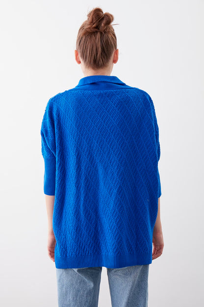 LOOSE KNITTED CARDIGAN WITH ASYMMETRIC ZIPPER