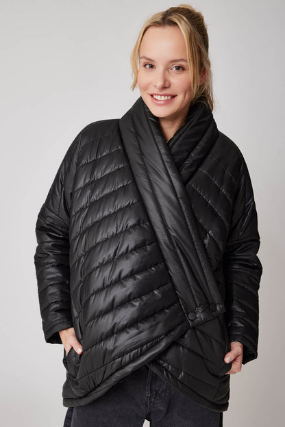 ASYMMETRIC CUT COMFY PUFFER JACKET