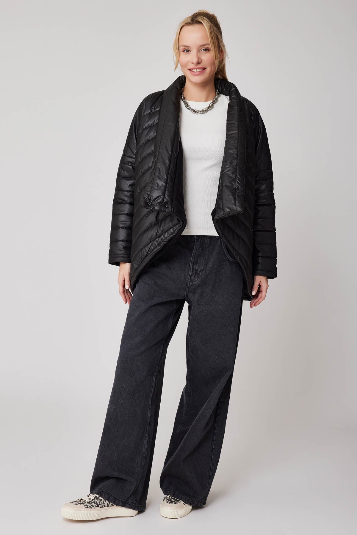 ASYMMETRIC CUT COMFY PUFFER JACKET