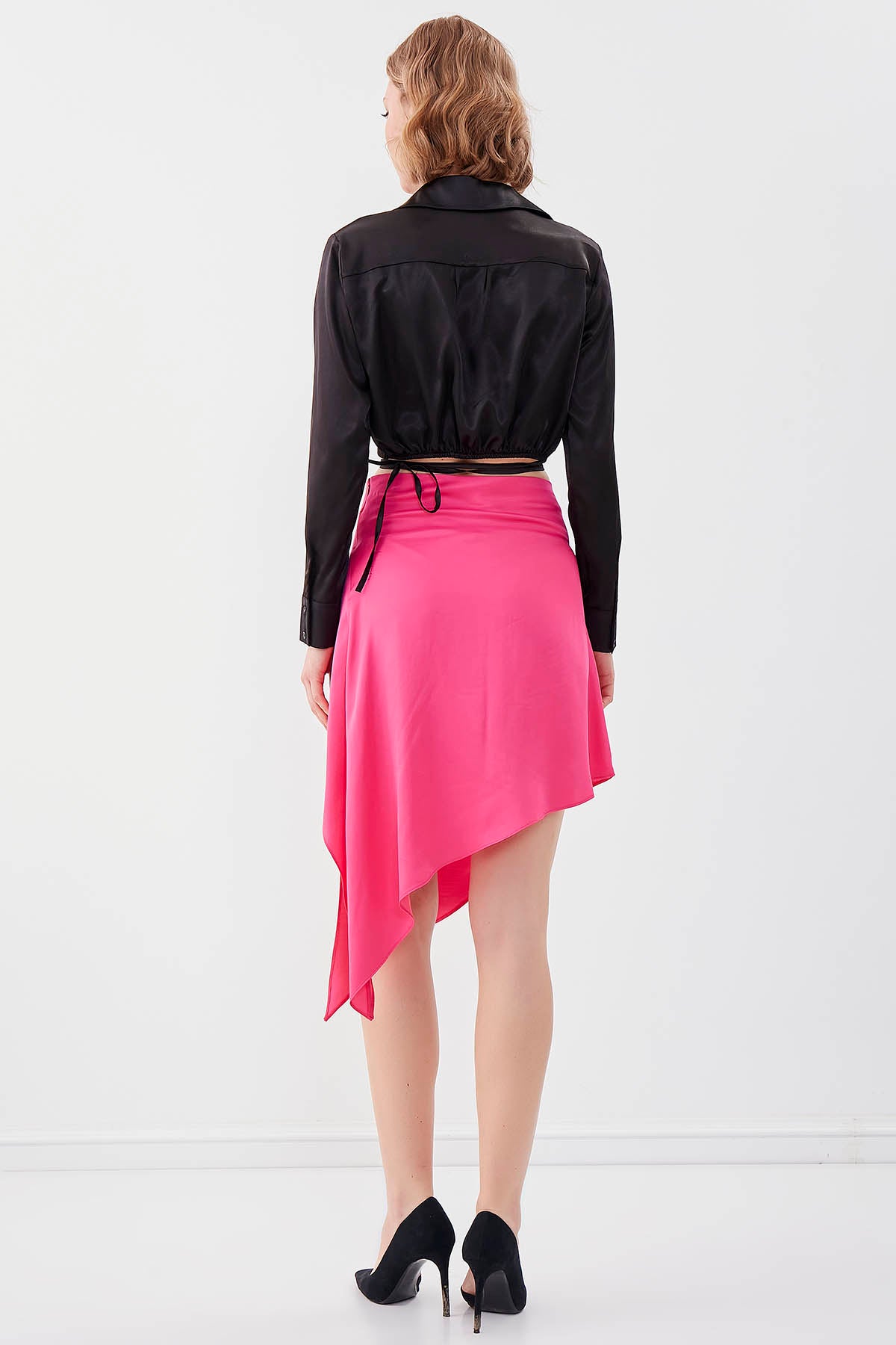 ASYMMETRIC SATIN SKIRT