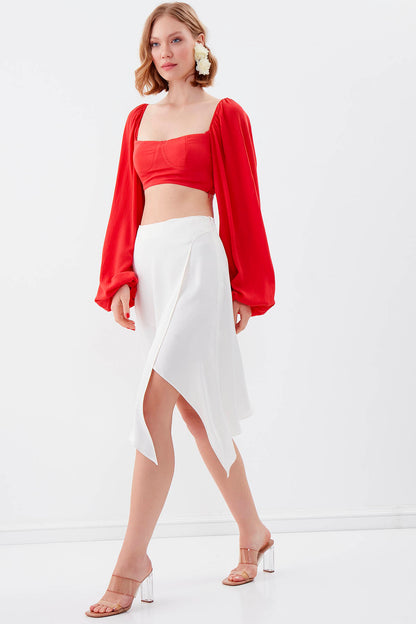 ASYMMETRIC SATIN SKIRT