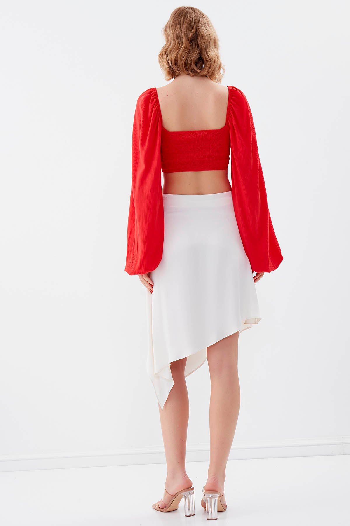 ASYMMETRIC SATIN SKIRT