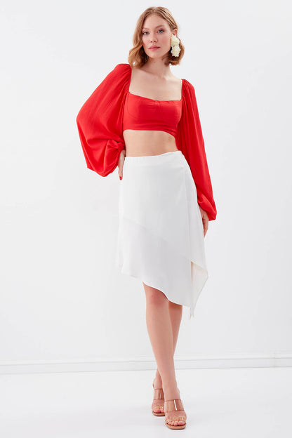 ASYMMETRIC SATIN SKIRT