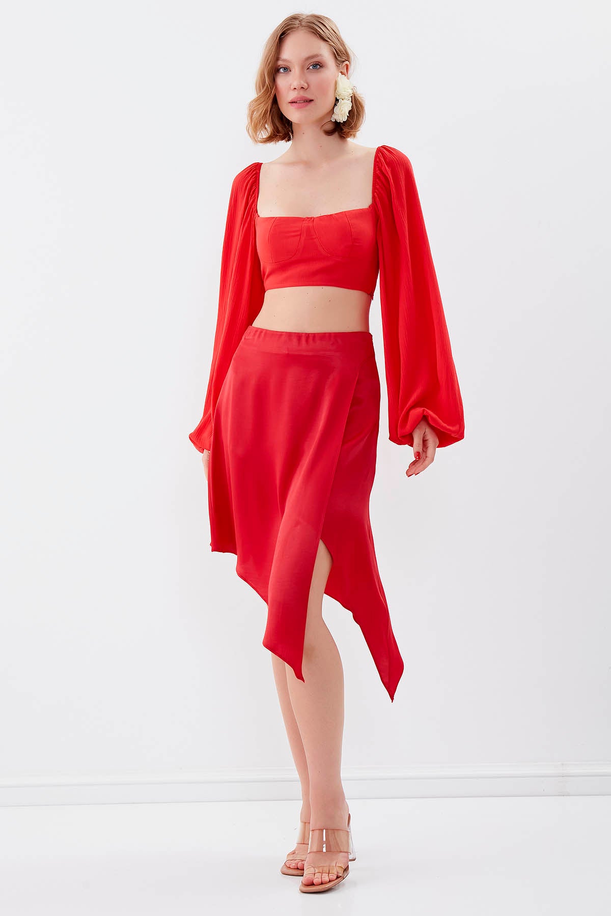 ASYMMETRIC SATIN SKIRT