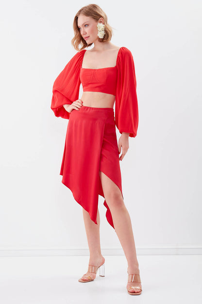 ASYMMETRIC SATIN SKIRT