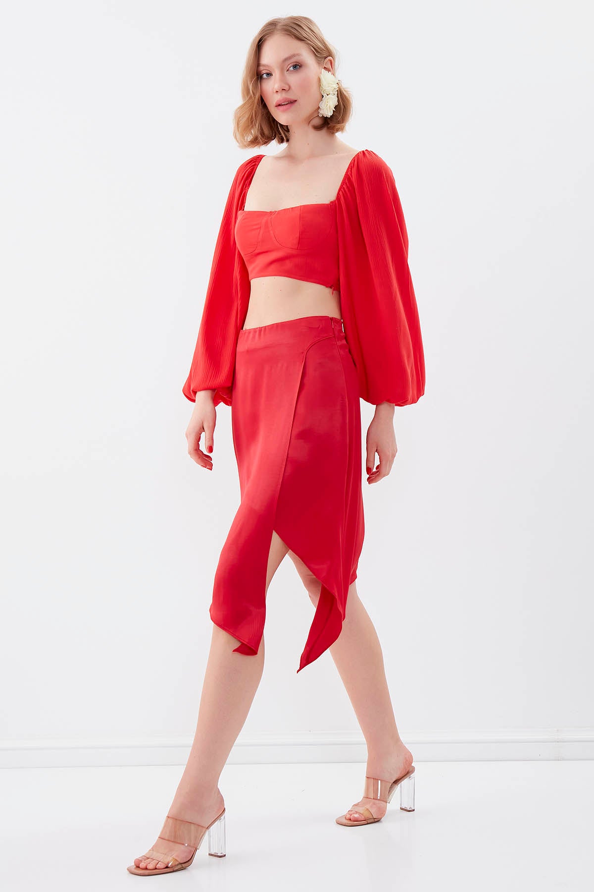 ASYMMETRIC SATIN SKIRT