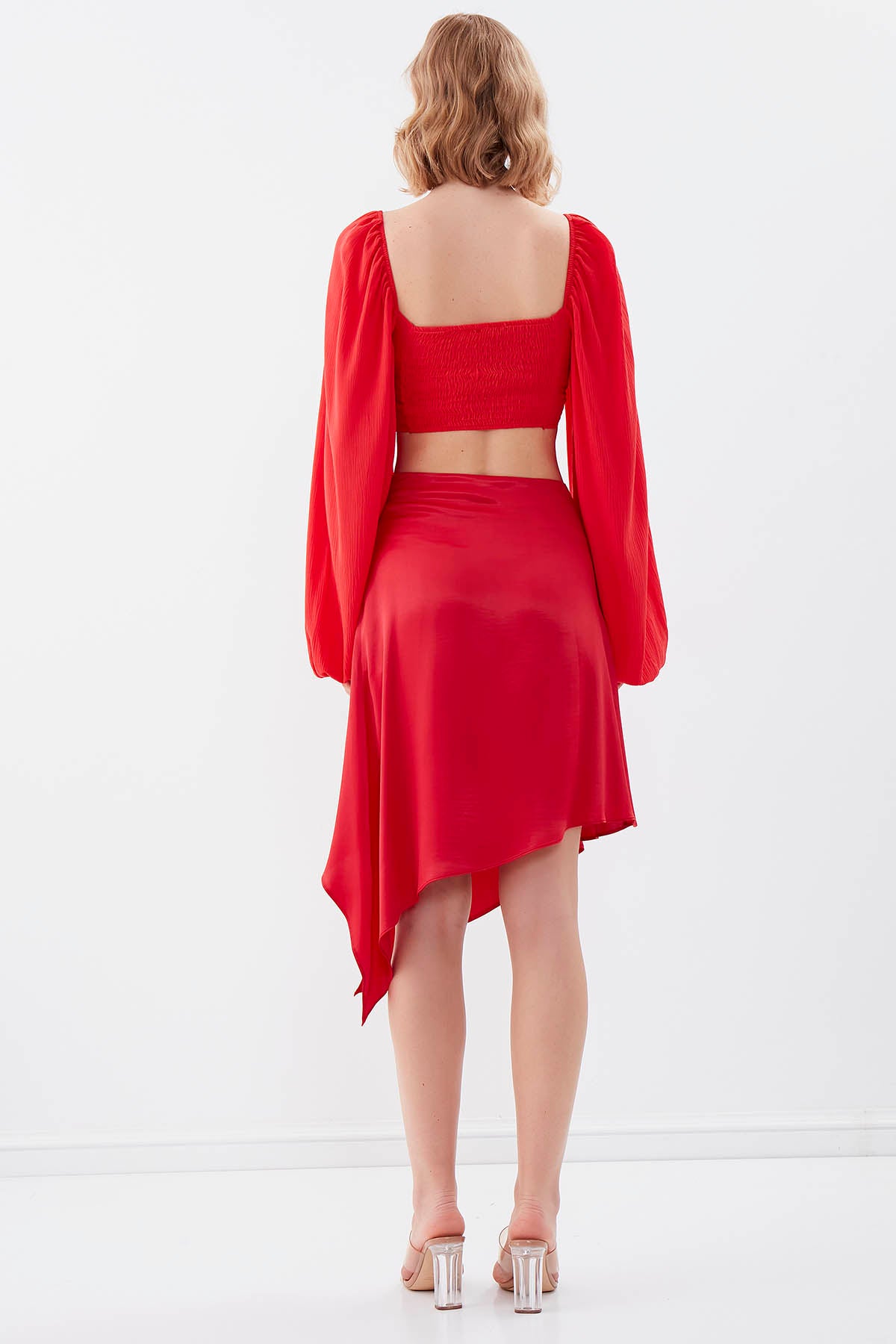 ASYMMETRIC SATIN SKIRT