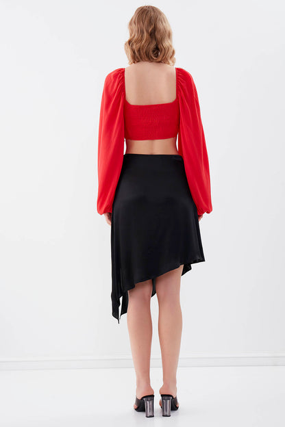 ASYMMETRIC SATIN SKIRT