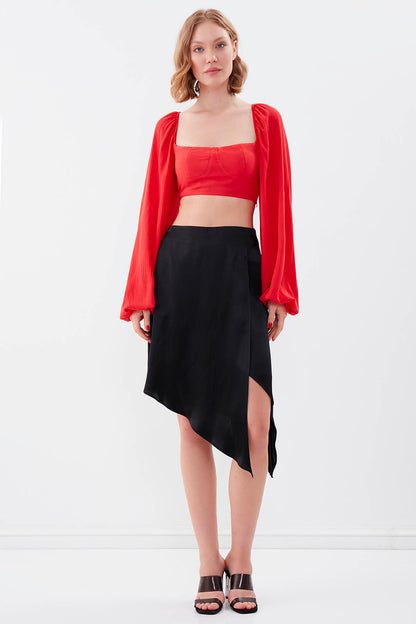 ASYMMETRIC SATIN SKIRT