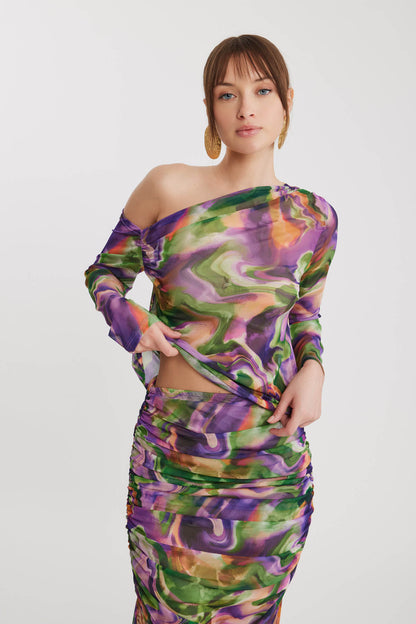 ASYMMETRIC COLLAR TUBE BLOUSE