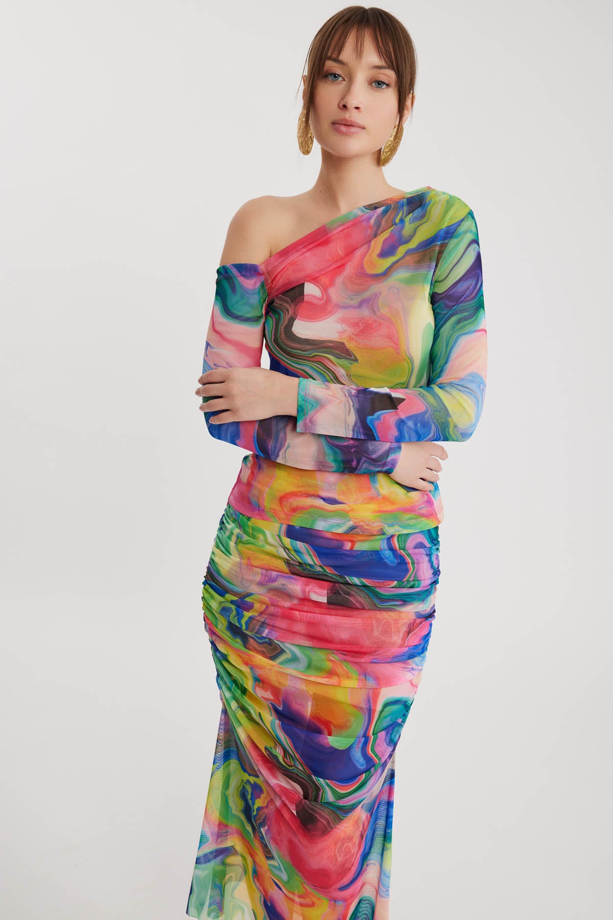 ASYMMETRIC COLLAR TUBE BLOUSE