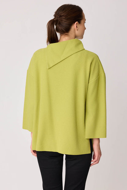ASYMMETRIC COLLAR KNITTED BLOUSE WITH SIDES SPLITED