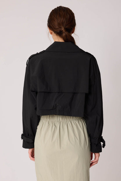CROP TRENCH COAT WITH LINED FRONT BUTTON