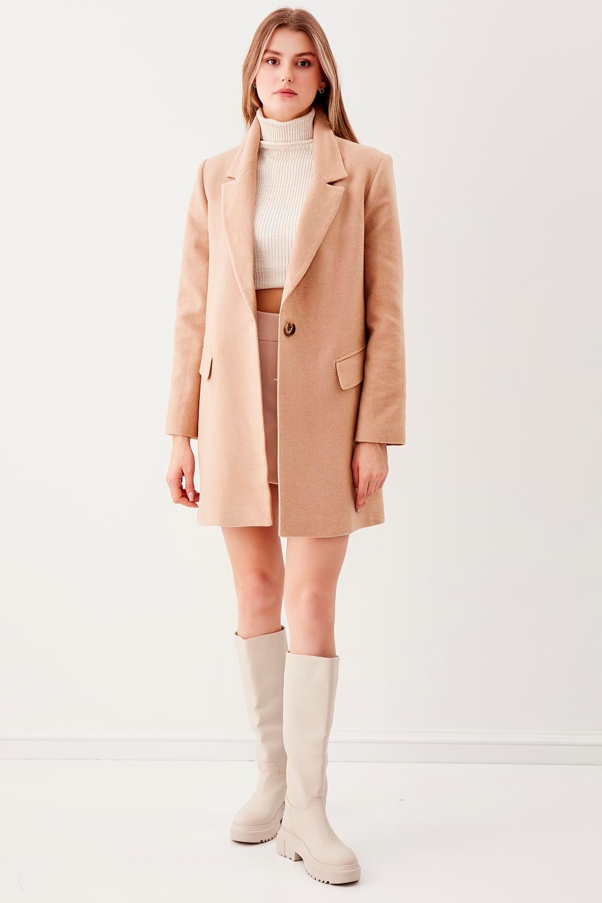 SINGLE BUTTON WITH LINE MESH JACKET