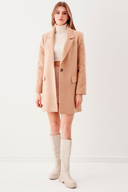 SINGLE BUTTON WITH LINE MESH JACKET