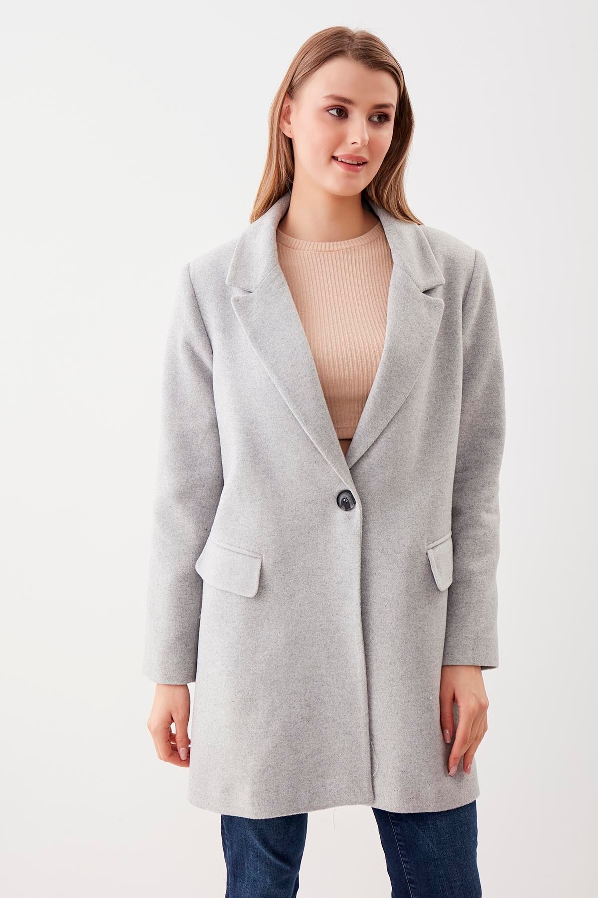 SINGLE BUTTON WITH LINE MESH JACKET