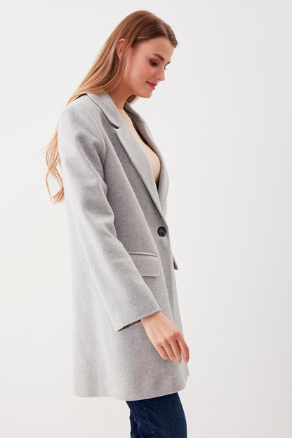 SINGLE BUTTON WITH LINE MESH JACKET