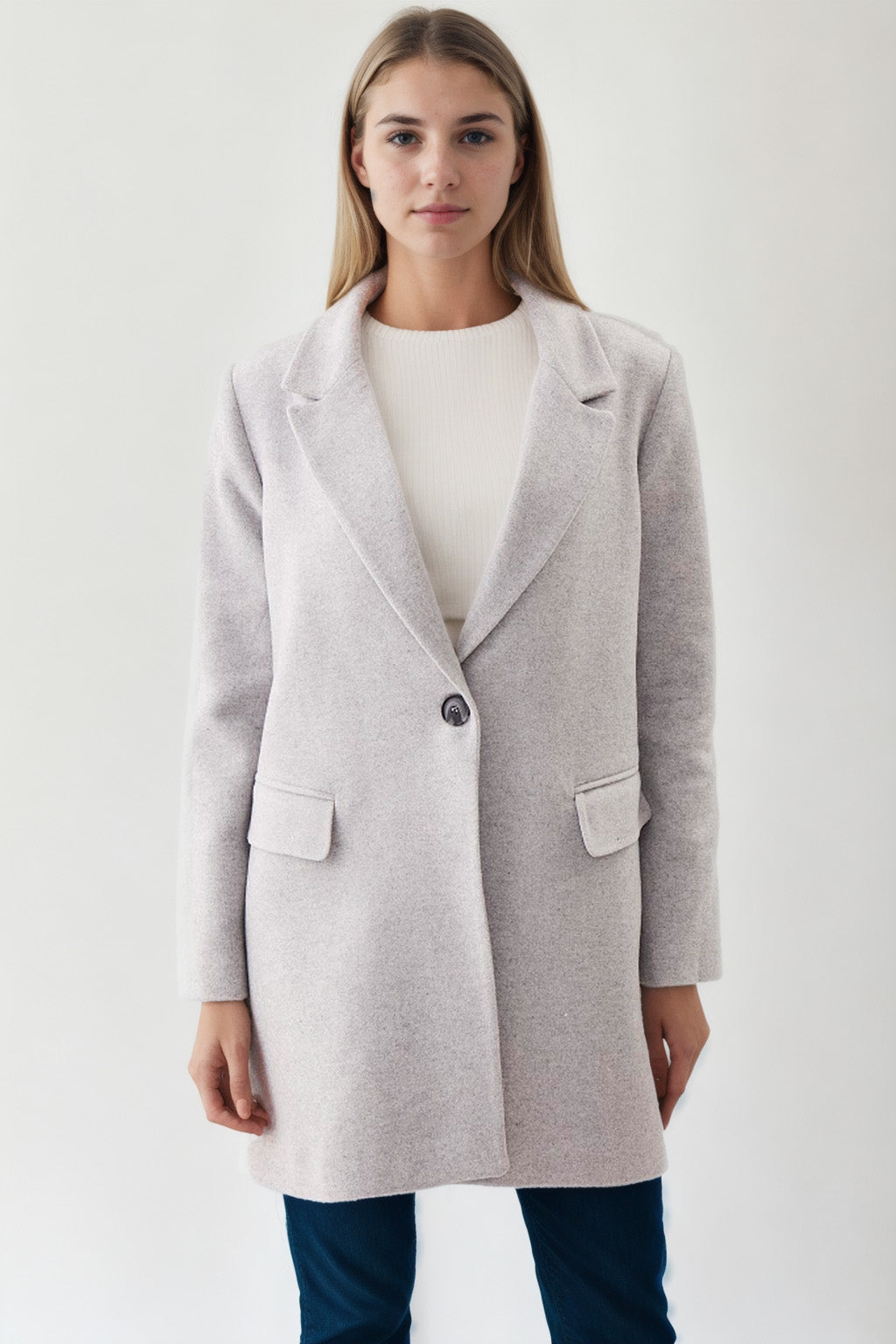 SINGLE BUTTON WITH LINE MESH JACKET