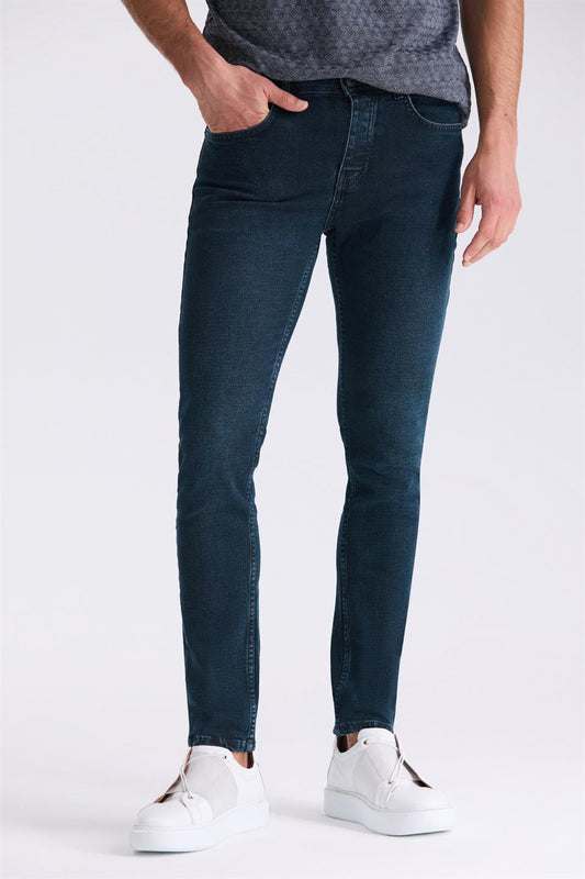 Dark Navy Slim Fit Lycra Cotton Washable Jeans Coat Trousers