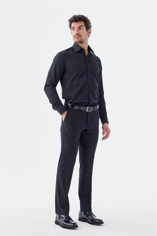 Black Regular Fit Side Pocket Cloth Trousers