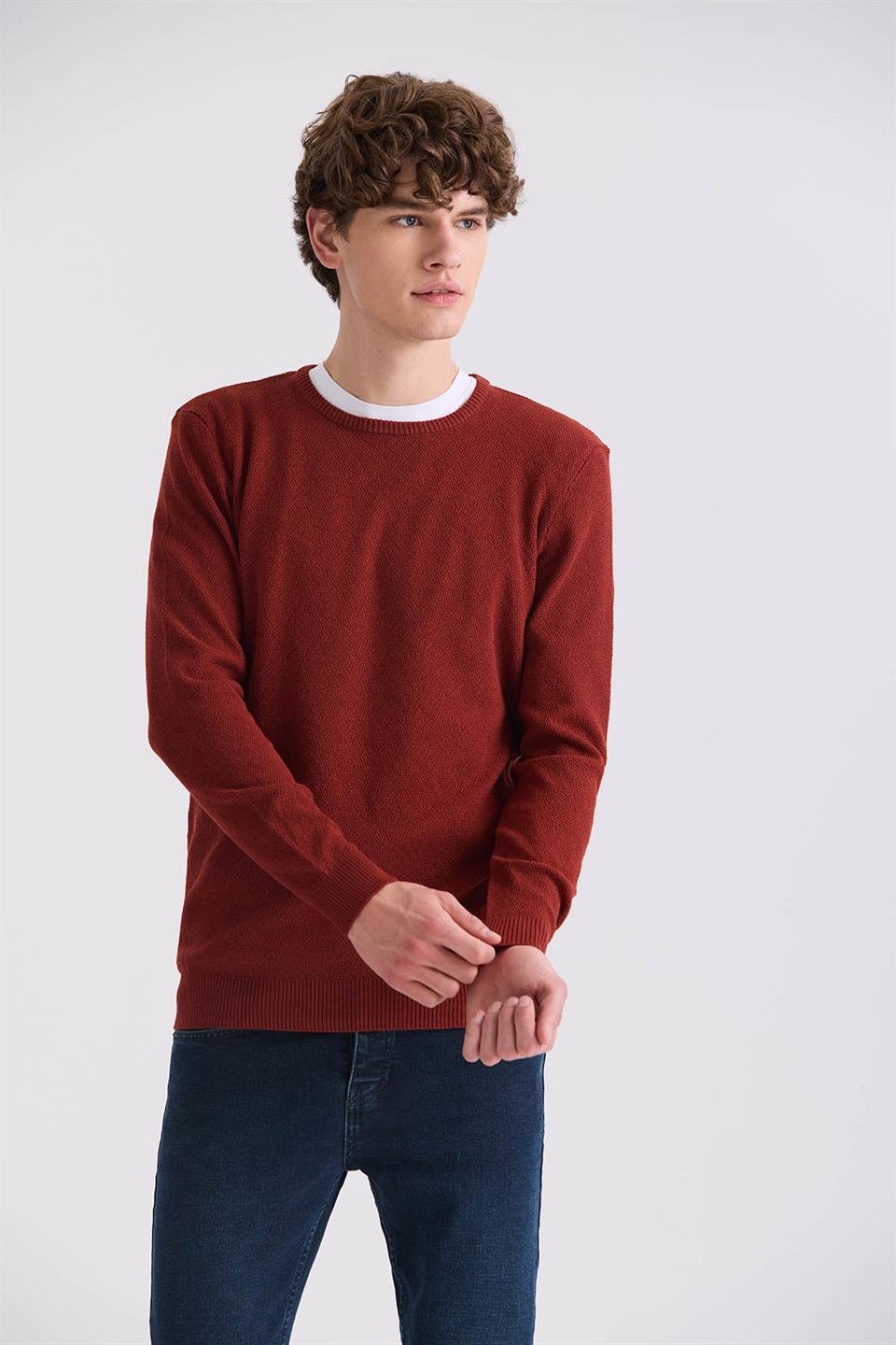 Slim Fit Round Collar Knitted Sweater
