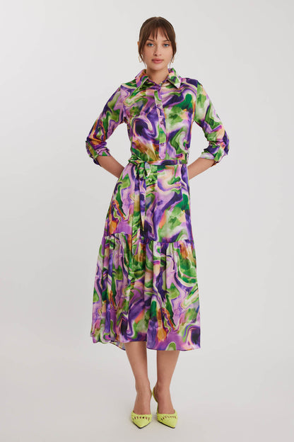 MULTI COLOR DRESS WITH LONG SLEEVE