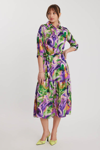 MULTI COLOR DRESS WITH LONG SLEEVE