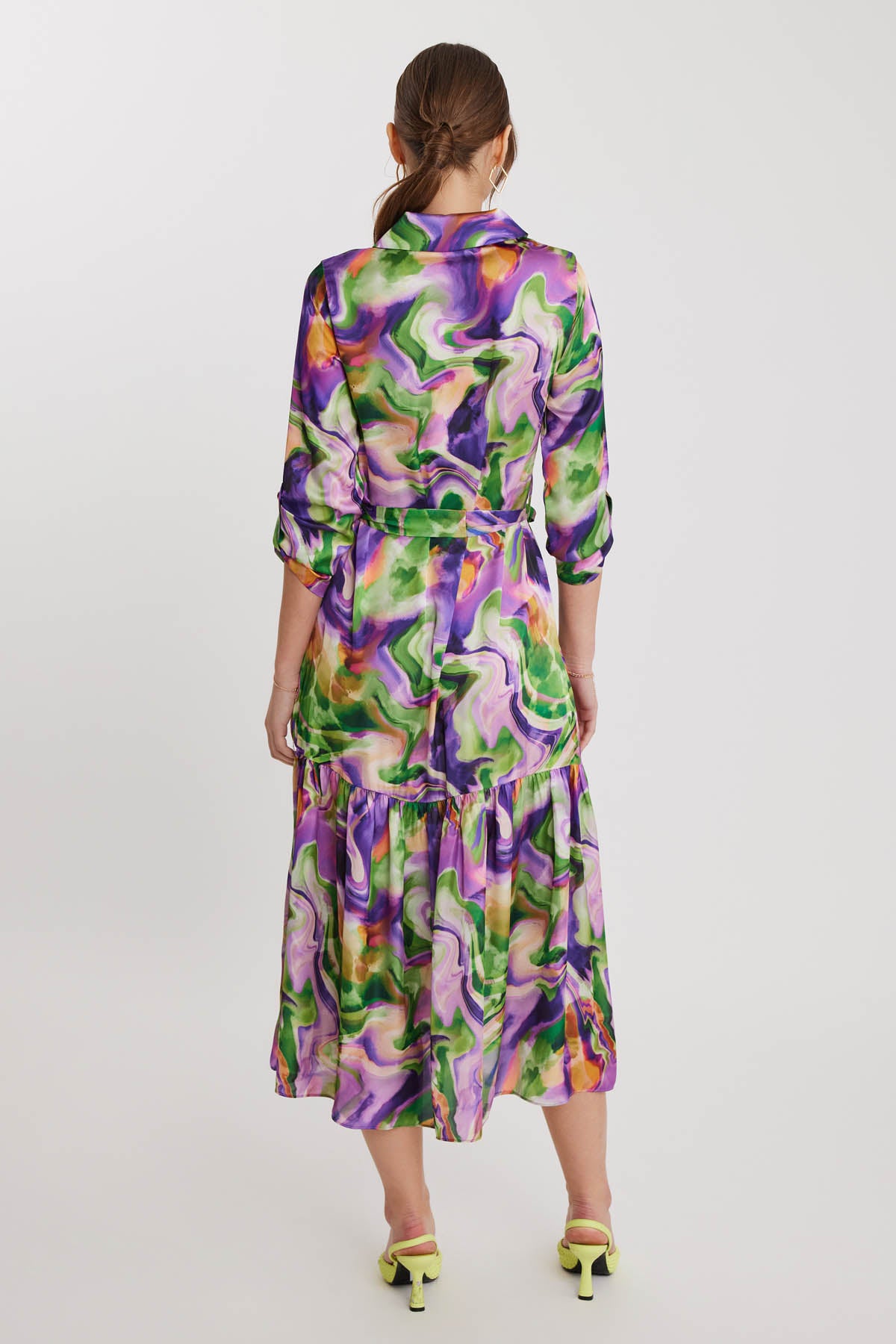 MULTI COLOR DRESS WITH LONG SLEEVE
