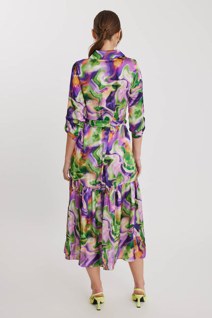 MULTI COLOR DRESS WITH LONG SLEEVE