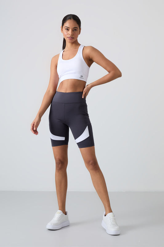 Anthracite Polyester Flexible Standard Fit Performance Women's Biker Tights - 91012