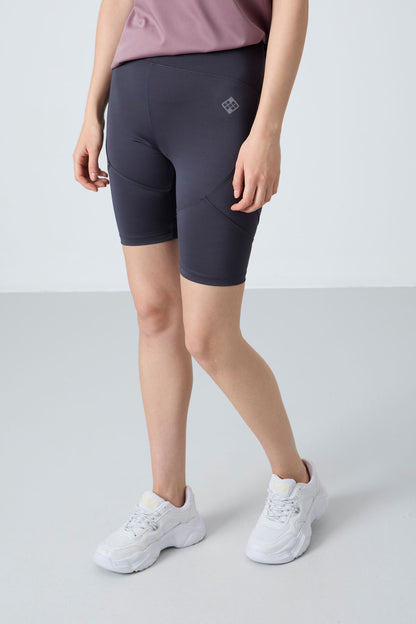 Anthracite Polyester Flexible Standard Fit Performance Women's Biker Tights - 91013