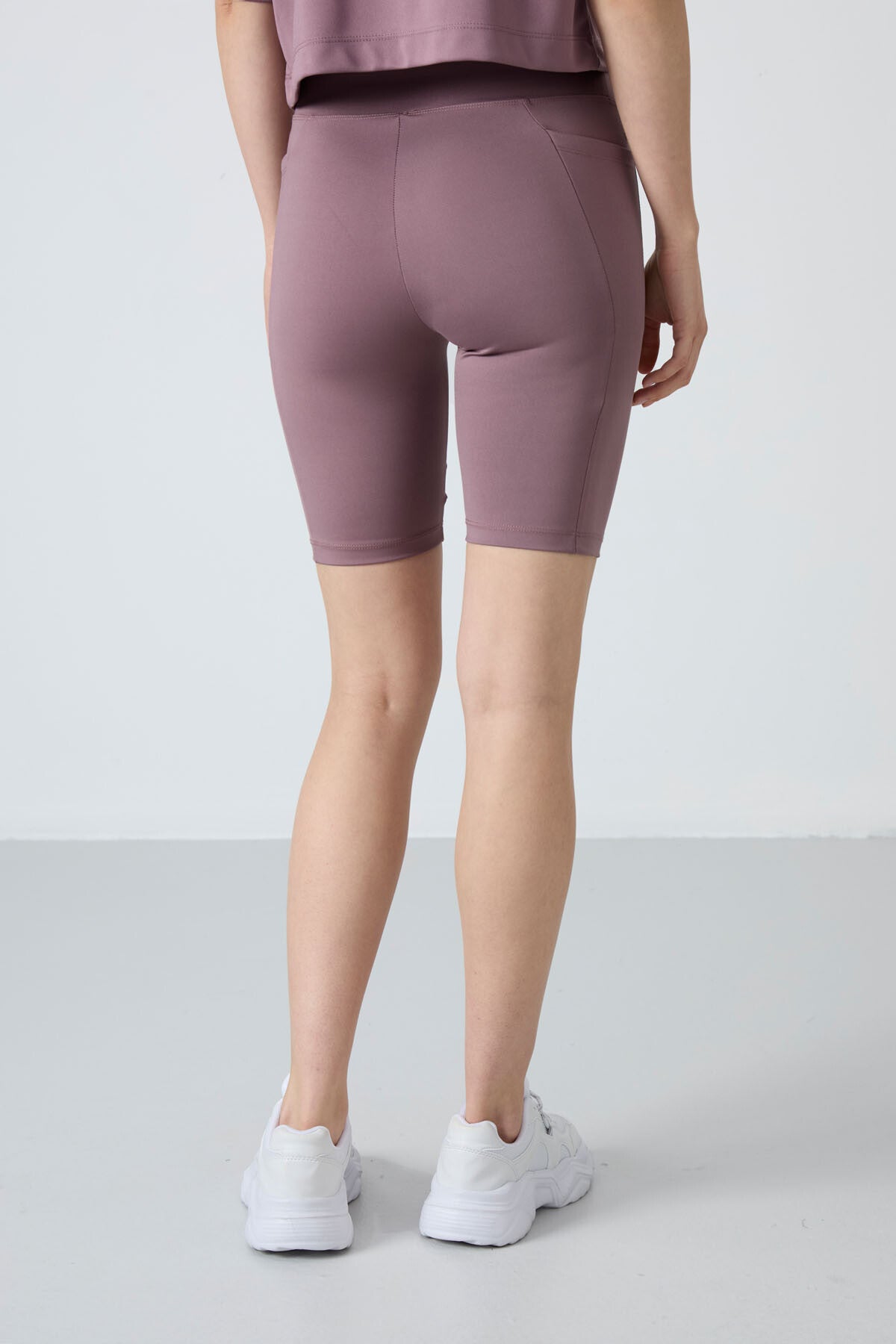 Dried Rose Polyester Flexible Standard Fit Performance Women's Biker Tights - 91012