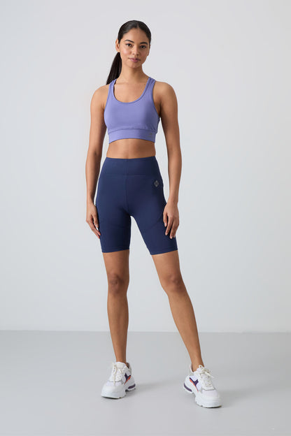 Indigo Polyester Flexible Standard Fit Performance Women's Biker Tights - 91013