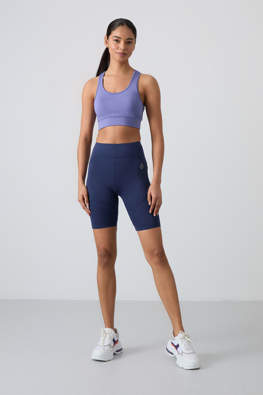 Indigo Polyester Flexible Standard Fit Performance Women's Biker Tights - 91013