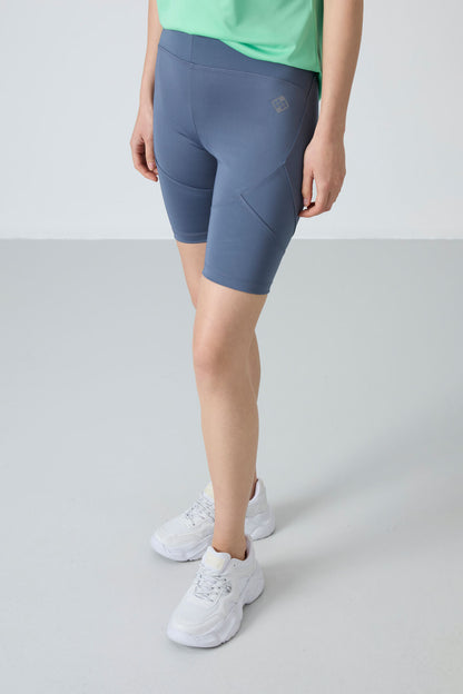 Petrol Polyester Flexible Standard Fit Performance Women's Biker Tights - 91013