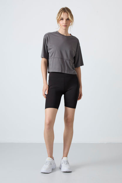 Black Polyester Flexible Standard Fit Performance Women's Biker Tights - 91012