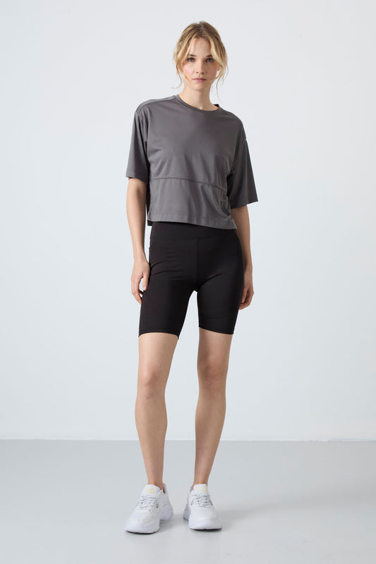 Black Polyester Flexible Standard Fit Performance Women's Biker Tights - 91012