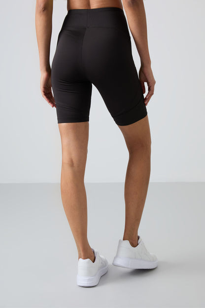 Black Polyester Flexible Standard Fit Performance Women's Biker Tights - 91013
