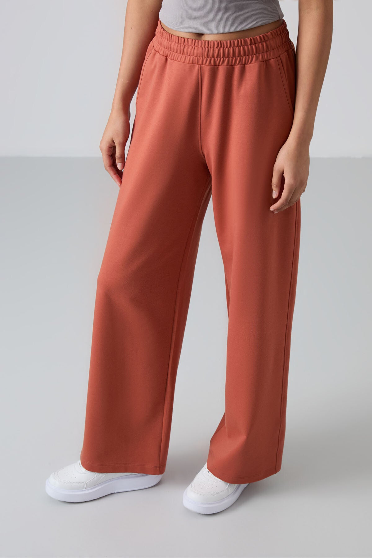 High Waist Comfort Fit Wide Leg Women's Tracksuit Bottom - 94567