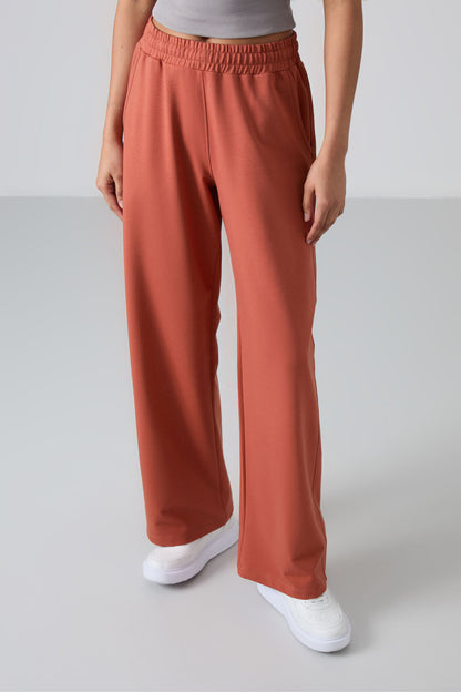 High Waist Comfort Fit Wide Leg Women's Tracksuit Bottom - 94567