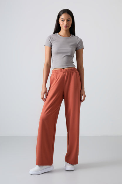 High Waist Comfort Fit Wide Leg Women's Tracksuit Bottom - 94567