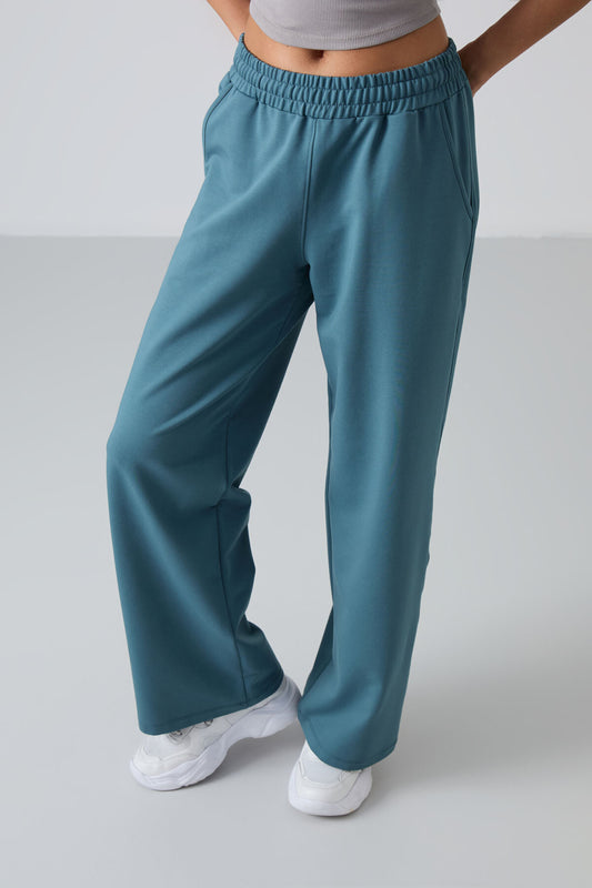 Forest Green High Waist Comfort Fit Wide Leg Women's Tracksuit Bottom - 94567