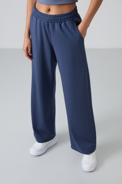 High Waist Comfort Fit Wide Leg Women's Tracksuit Bottom - 94567