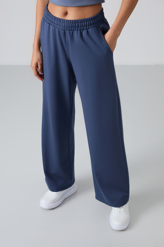 High Waist Comfort Fit Wide Leg Women's Tracksuit Bottom - 94567