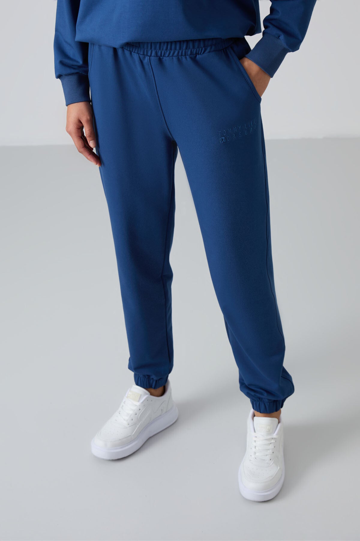 Parlament Basic Cotton O-Neck Oversize Elastic Bottom Women's Tracksuit Set - 95287