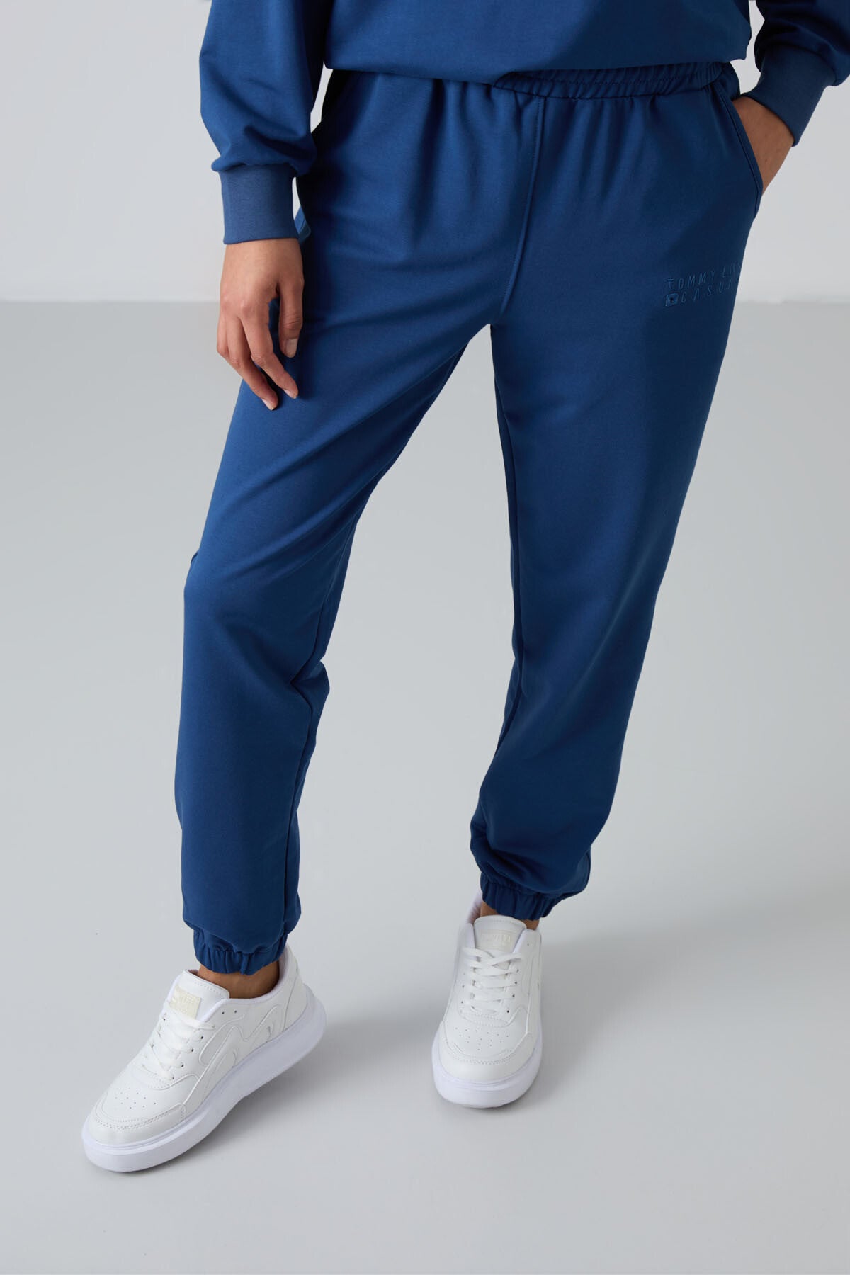 Parlament Basic Cotton O-Neck Oversize Elastic Bottom Women's Tracksuit Set - 95287