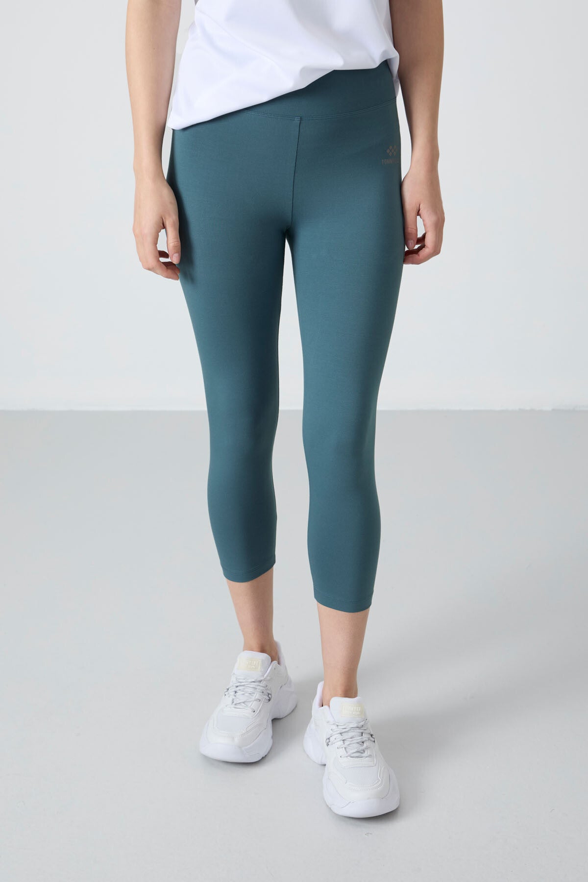 Green high waist slim fit narrow sleeve women Tights - 93097