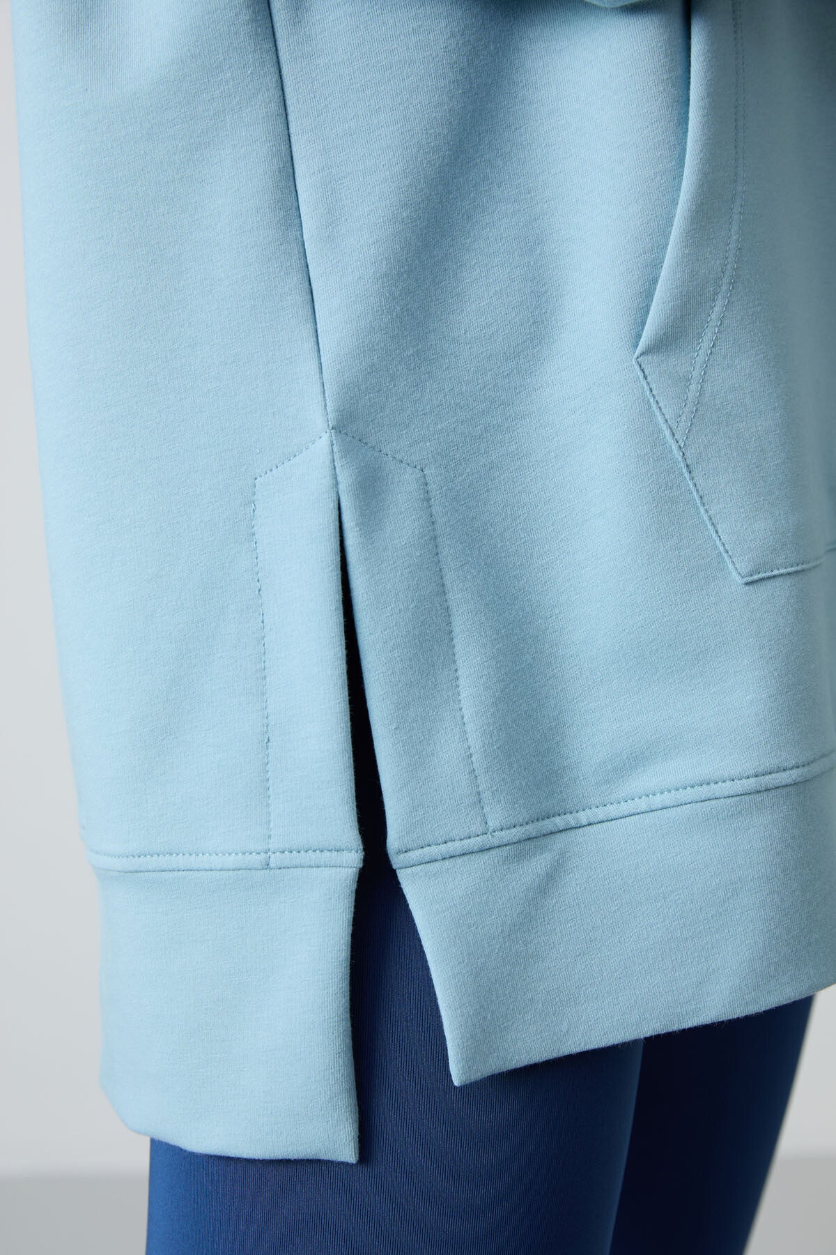Light Blue Balloon Sleeve Embroidered Women's Oversize Tunic Sweatshirt - 97163